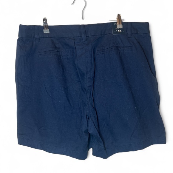 J Crew Women Navy Blue 16 7" Inseam 4 pocket Flat Front 100% Cotton Chino Shorts - Picture 2 of 6